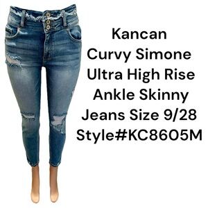 Kancan Curvy  Simone Ultra High Rise Ankle Skinny Jeans Size 9/28 Style#KC8605M